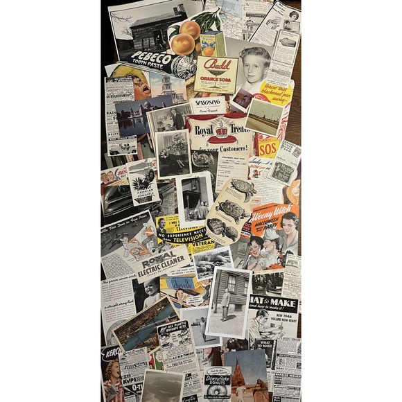 Other - Huge 50+ Pc Vintage Ephemera Lot B&W Photos Advertising Postcards Snapshots Etc
